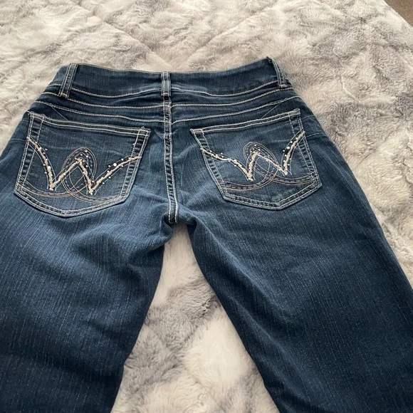 VINTAGE WRANGLER JEANS ,RED STITCHING, S3/4 x34 - Picture 11 of 12